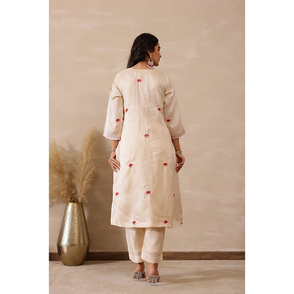 Masoomm Rosy Pink Embroidered Kurta and Pant (Set of 2)
