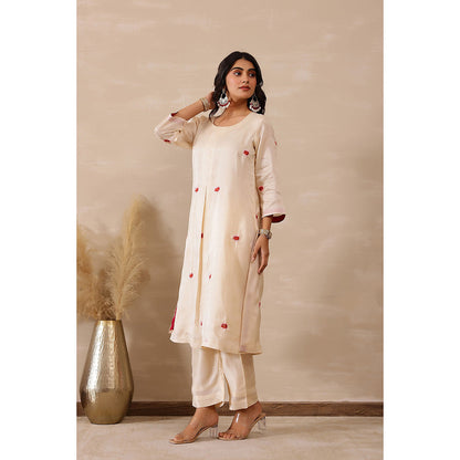 Masoomm Rosy Pink Embroidered Kurta and Pant (Set of 2)