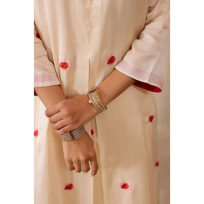 Masoomm Rosy Pink Embroidered Kurta and Pant (Set of 2)