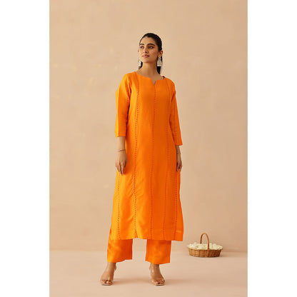 Masoomm Orange Bloom Embroidered Kurta with Pant and Dupatta (Set of 3)