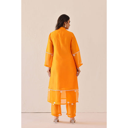 Masoomm Pale Orange Dandelion Embroidered Kurta with Pant and Dupatta (Set of 3)
