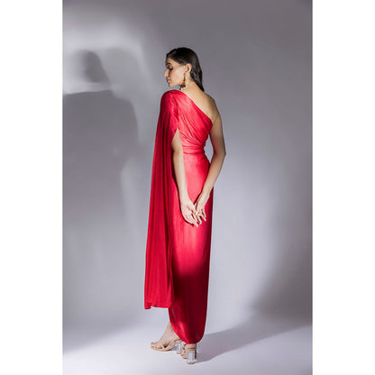 Masumi Mewawalla Red Embellished Drape Dress