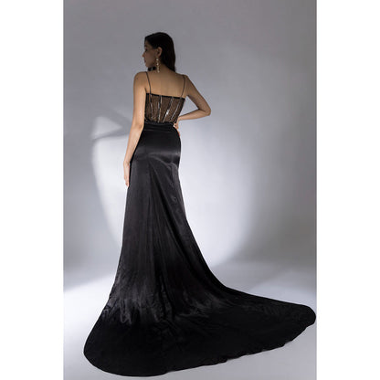 Masumi Mewawalla Black Solid Corset Gown