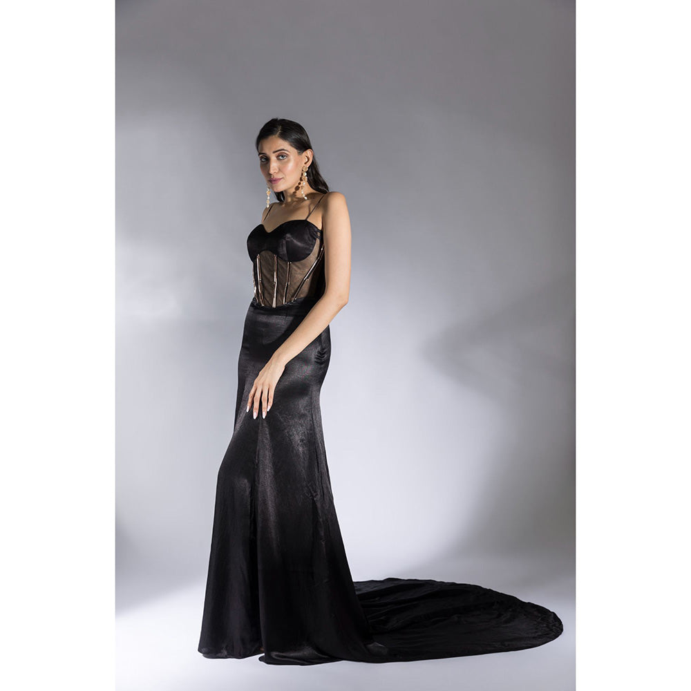 Masumi Mewawalla Black Solid Corset Gown