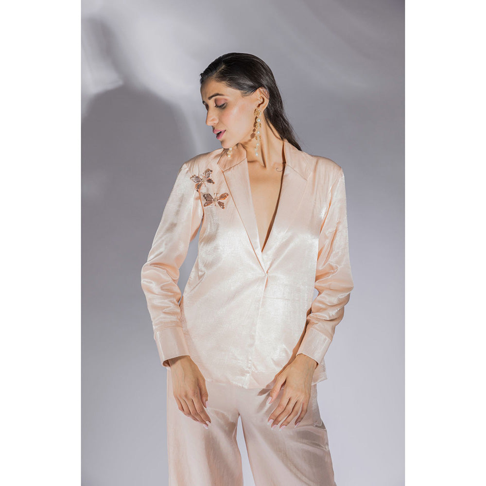 Masumi Mewawalla Peach Pink Sequined Blazer (Set of 2)