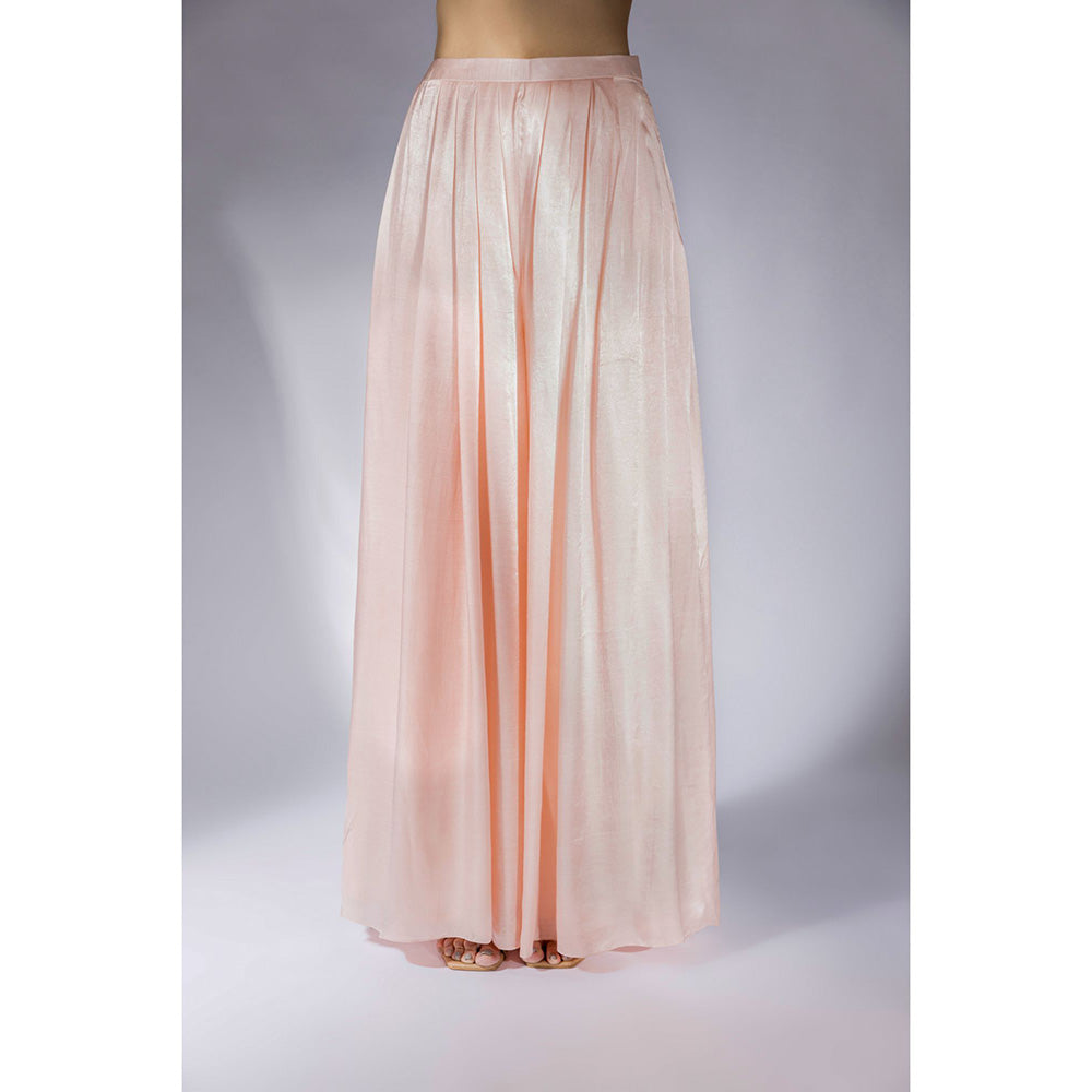 Masumi Mewawalla Peach Pink Stripes Corset With Pant (Set of 2)