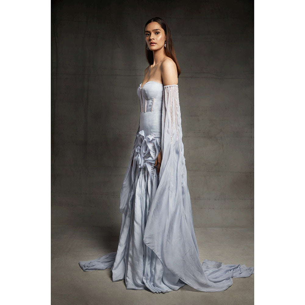 Masumi Mewawalla Blue Embroidered Gown