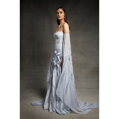 Masumi Mewawalla Blue Embroidered Gown