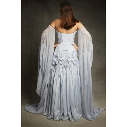 Masumi Mewawalla Blue Embroidered Gown