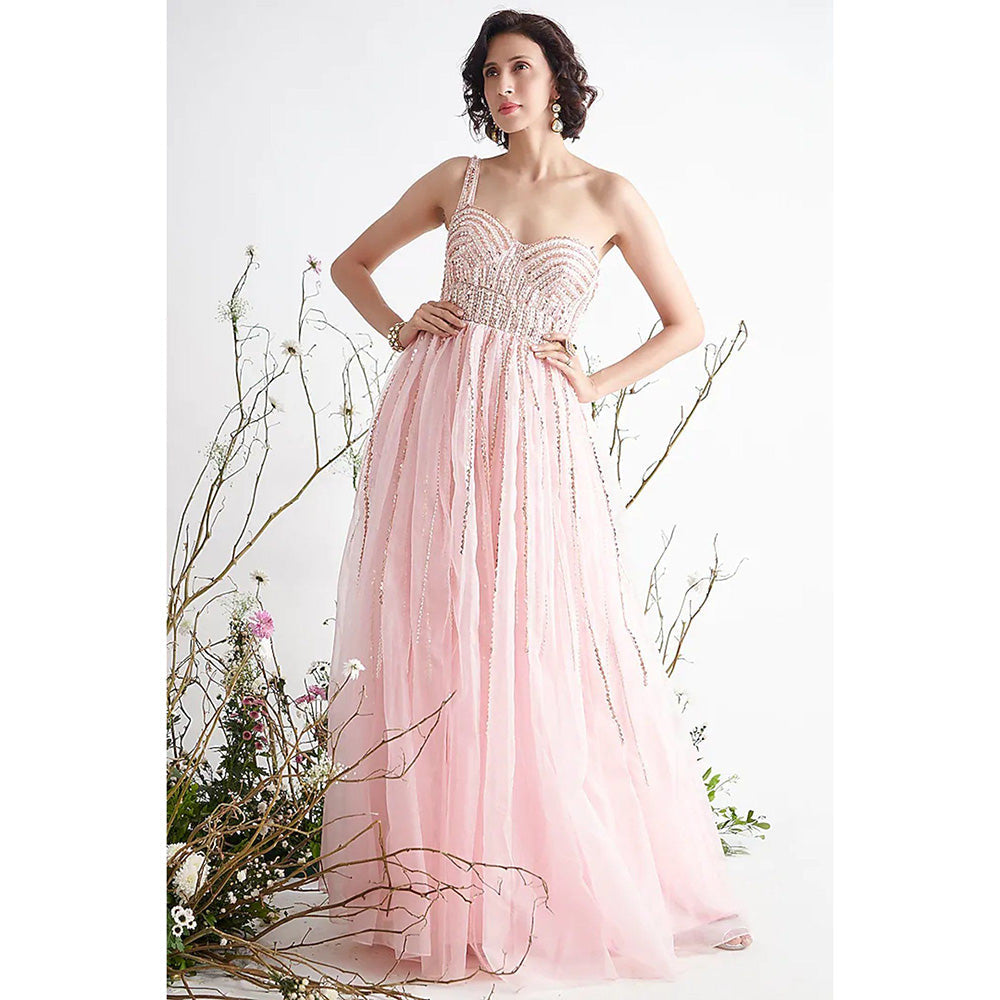 Masumi Mewawalla Rose Pink Embellished Gown