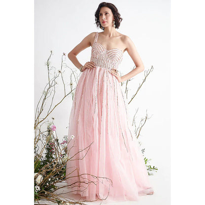 Masumi Mewawalla Rose Pink Embellished Gown