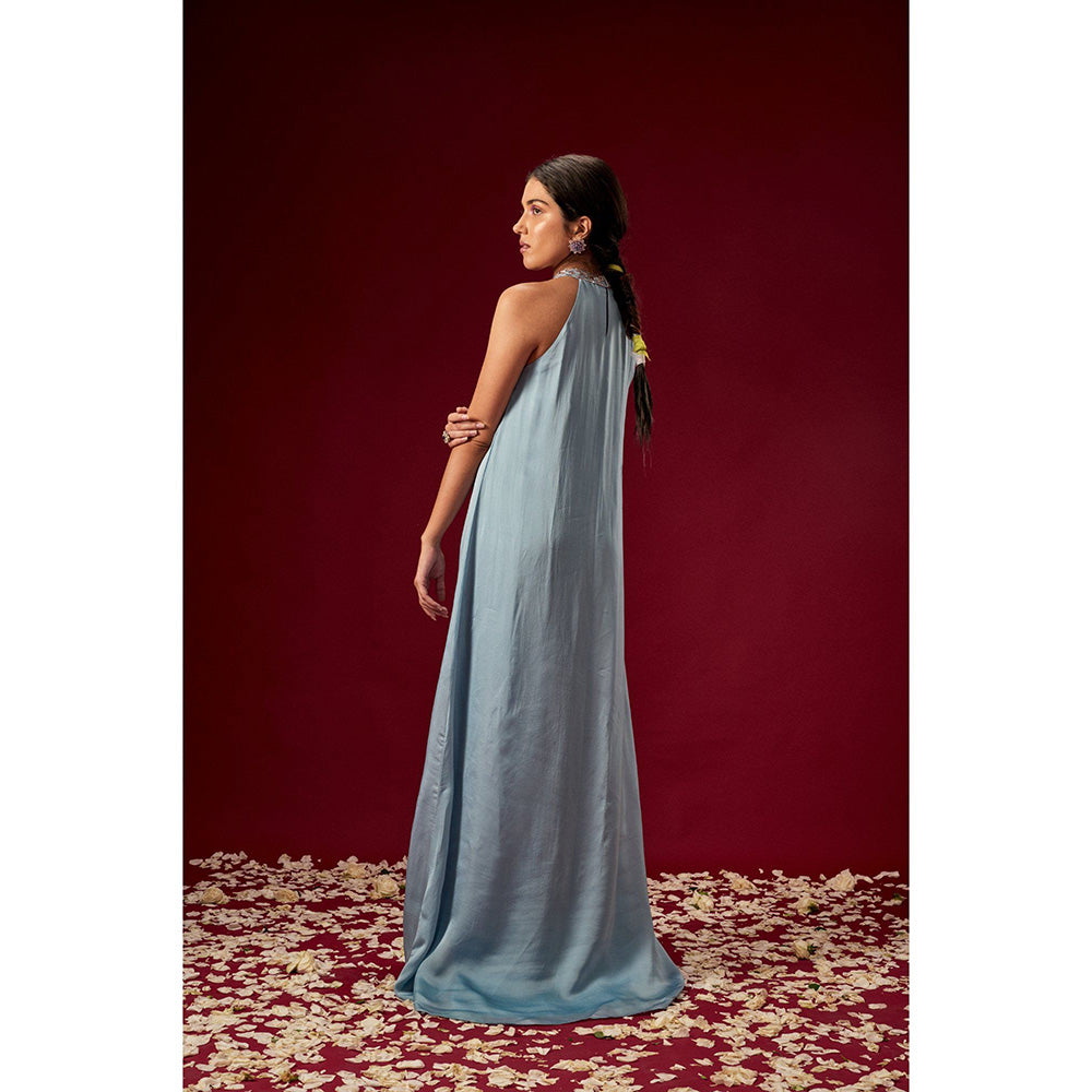 Masumi Mewawalla Lilac Blue Hand Embellished Trapeze Gown
