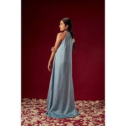 Masumi Mewawalla Lilac Blue Hand Embellished Trapeze Gown