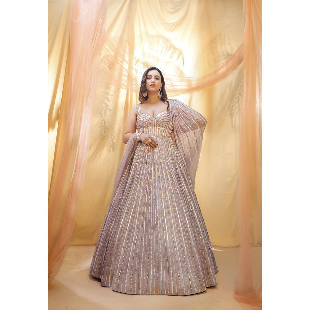 Masumi Mewawalla Dusty Mauve Embellished Corset Gown