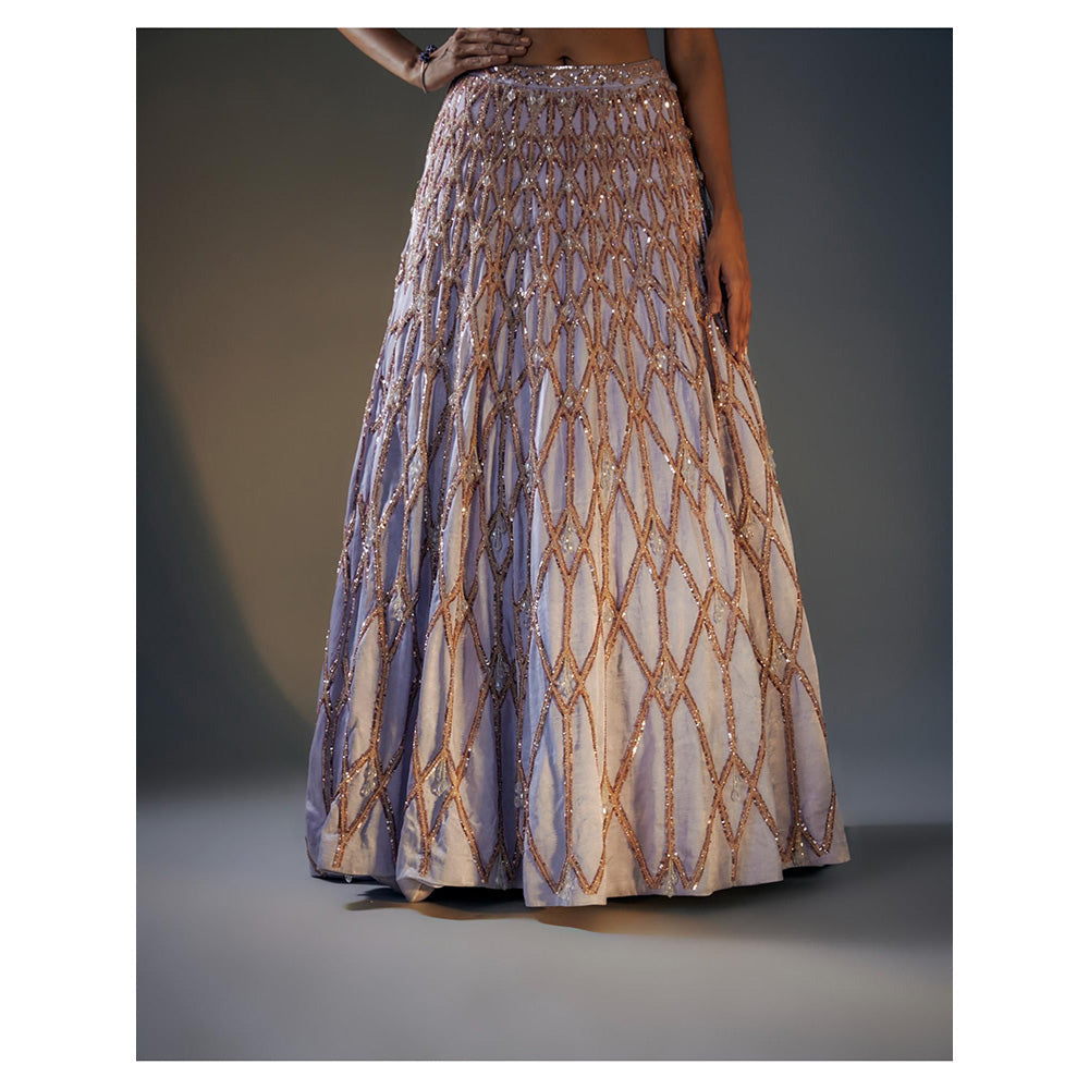 Masumi Mewawalla Ice Blue Embroidered Lehenga Set (Set of 3)