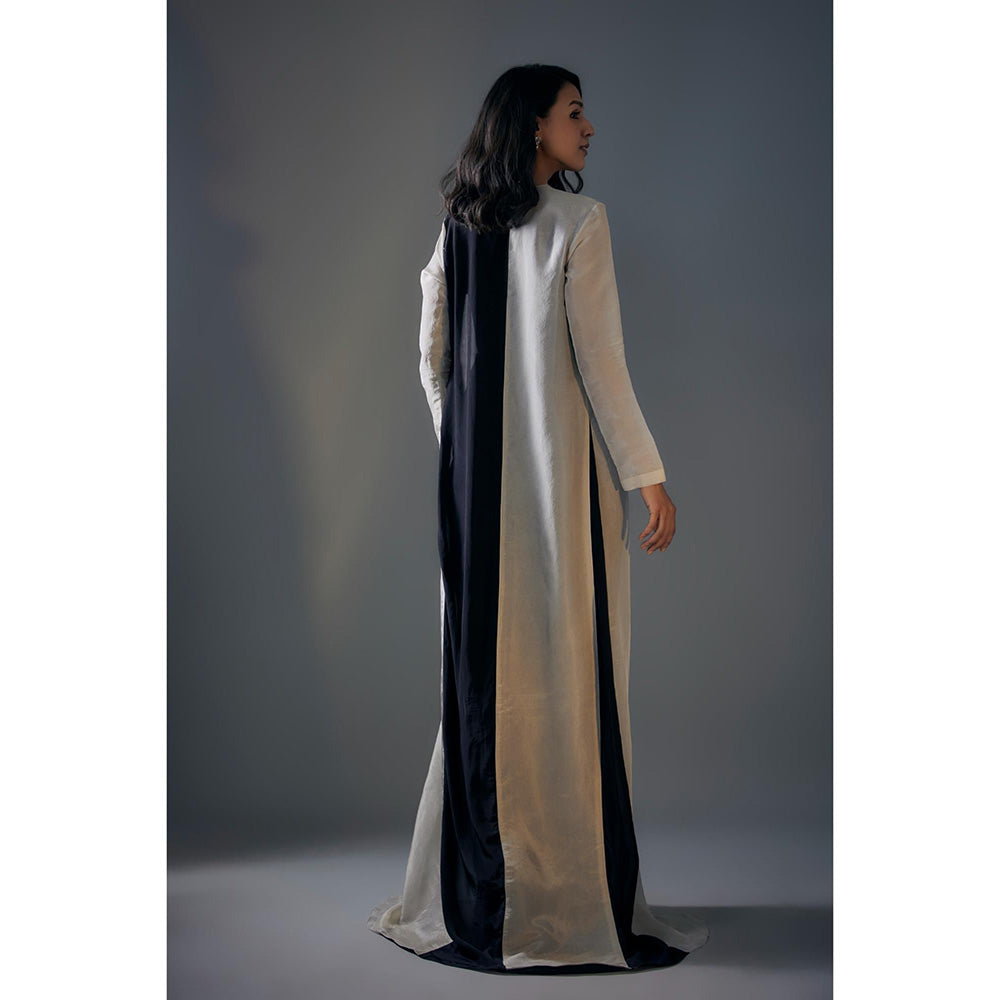 Masumi Mewawalla Black Embroidered Corset With Draped Skirt And Colour Block Jacket (Set of 3)