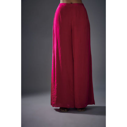 Masumi Mewawalla Hot Pink Embroidered Kurta and Palazzo with Dupatta (Set of 3)