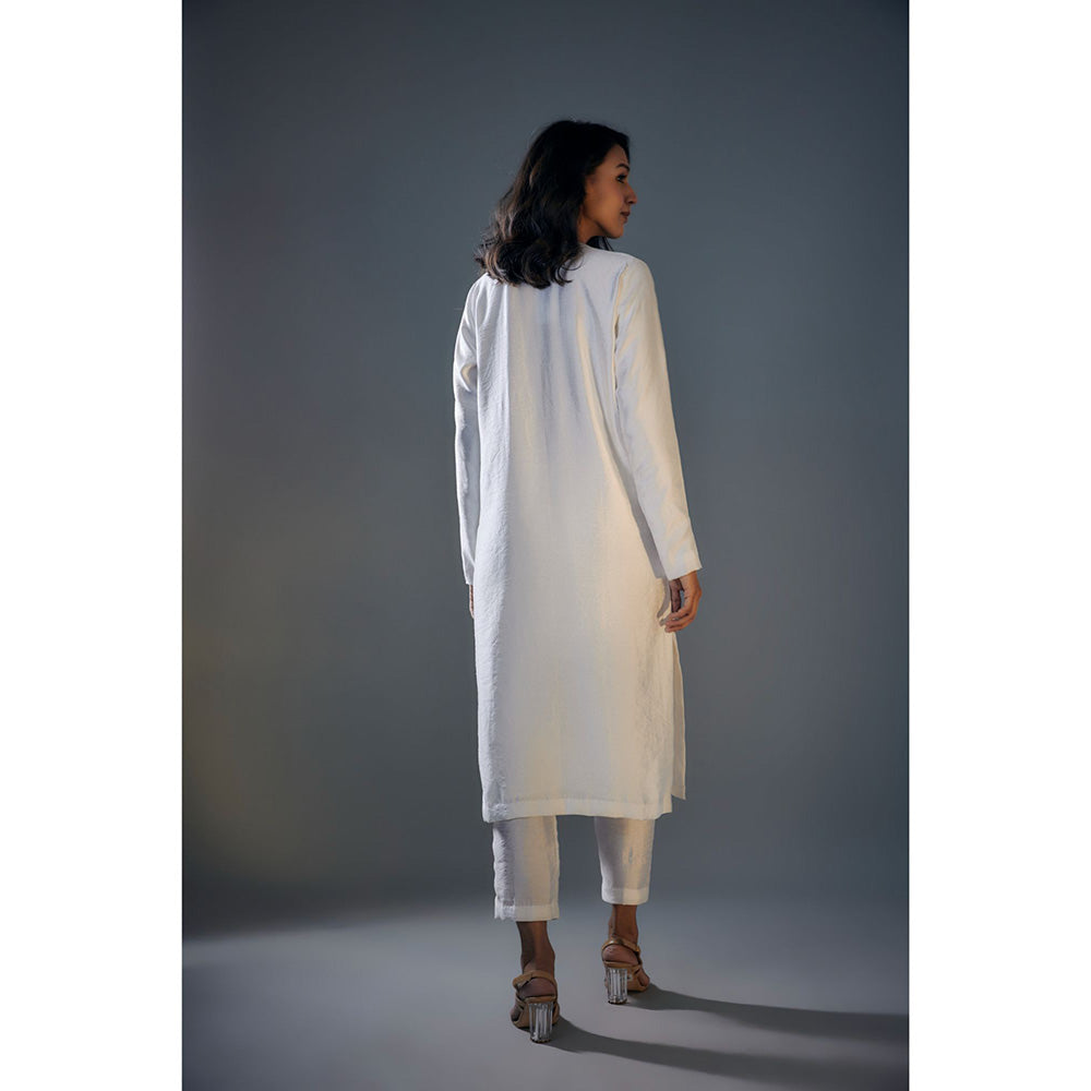 Masumi Mewawalla White Embroidered Kurta and Pant with Dupatta (Set of 3)