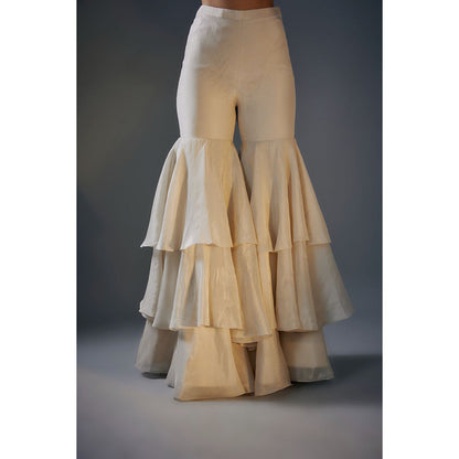 Masumi Mewawalla Red Embroidered Kurta and Sharara with Dupatta (Set of 3)