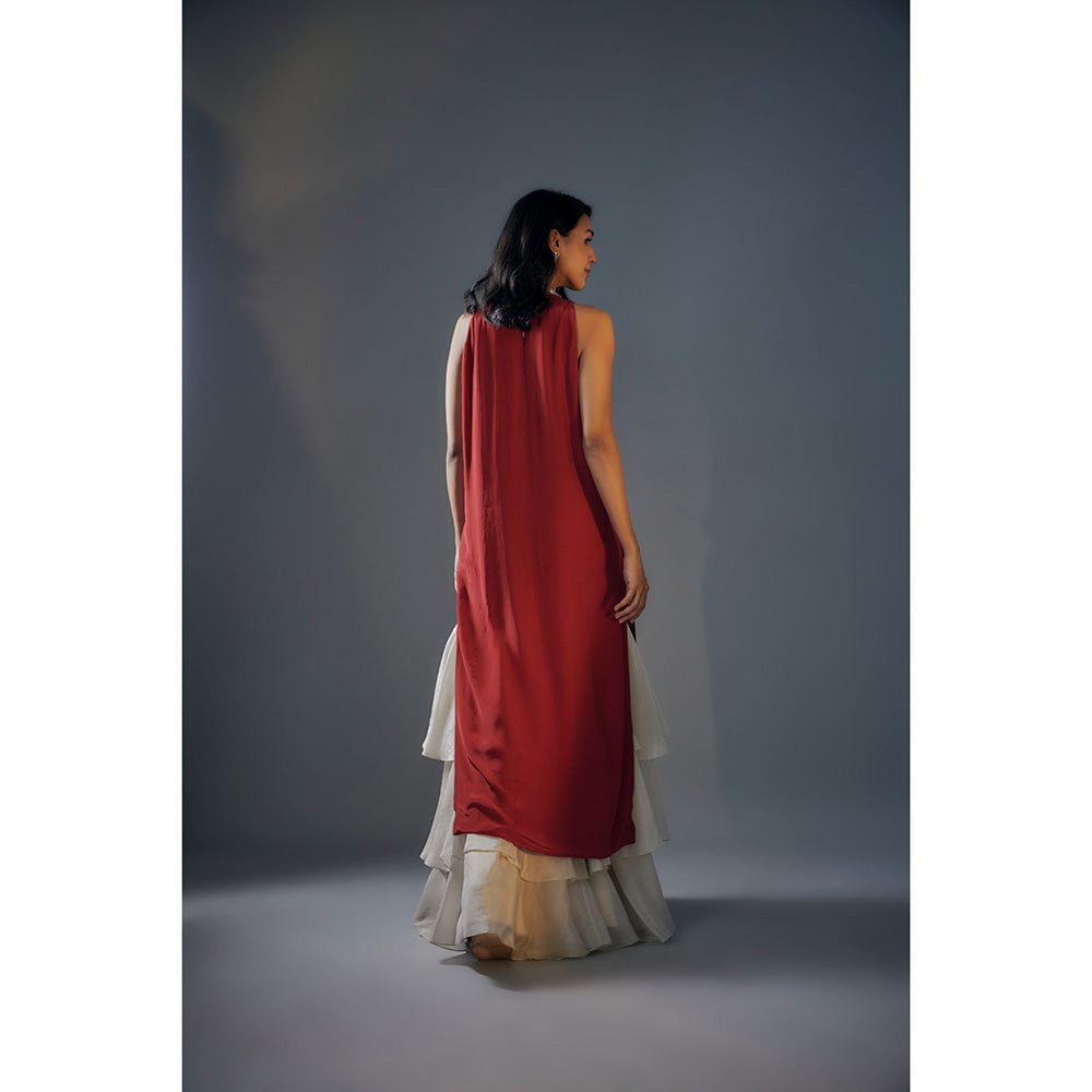 Masumi Mewawalla Red Embroidered Kurta and Sharara with Dupatta (Set of 3)