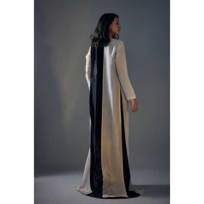 Masumi Mewawalla Black Embroidered Bustier Top with Draped Skirt and Jacket Co-Ord (Set of 3)