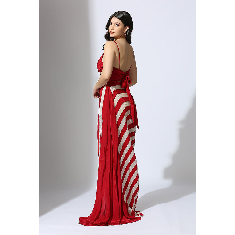 Masumi Mewawalla Red Color Block Stripe Dress