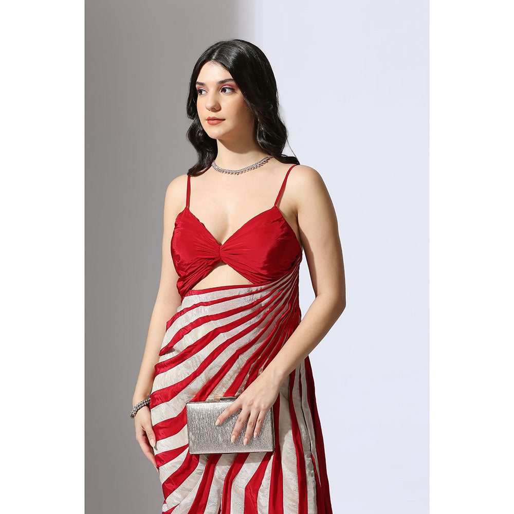 Masumi Mewawalla Red Color Block Stripe Dress