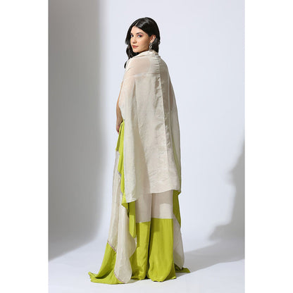 Masumi Mewawalla Lime Green Jumpsuit with Color Block Jacket (Set of 2)