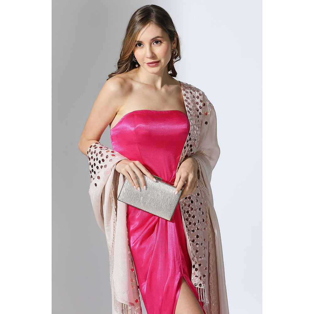 Masumi Mewawalla Hot Pink Gown with Embroidered Dupatta (Set of 2)