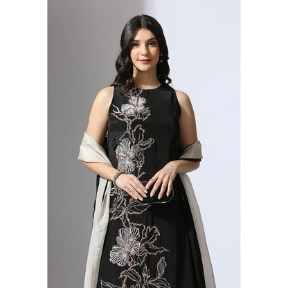 Masumi Mewawalla Black Embroidered Kurta with Sharara and Dupatta (Set of 3)