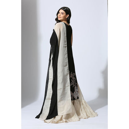 Masumi Mewawalla Black Embroidered Kurta with Sharara and Dupatta (Set of 3)