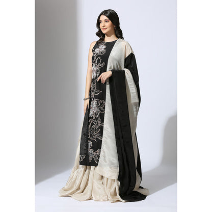 Masumi Mewawalla Black Embroidered Kurta with Sharara and Dupatta (Set of 3)
