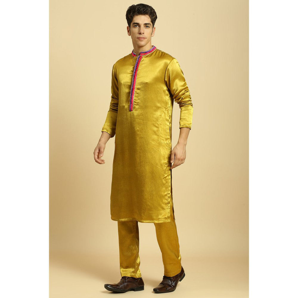 Masumi Mewawalla Mustard Kurta with Pant and Ombre Dupatta (Set of 3)