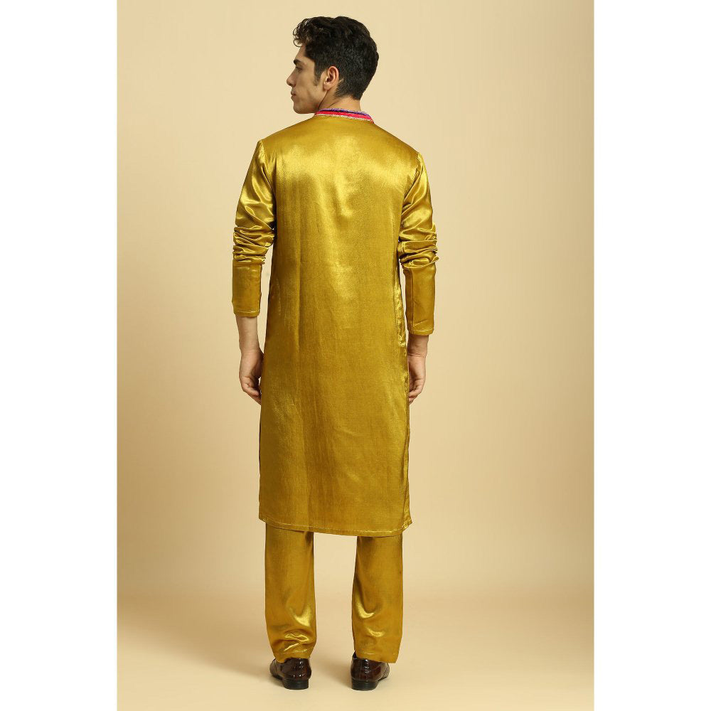 Masumi Mewawalla Mustard Kurta with Pant and Ombre Dupatta (Set of 3)