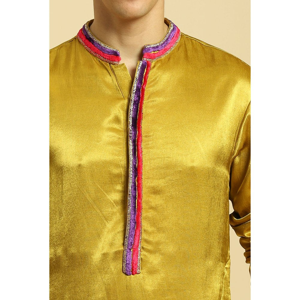 Masumi Mewawalla Mustard Kurta with Pant and Ombre Dupatta (Set of 3)