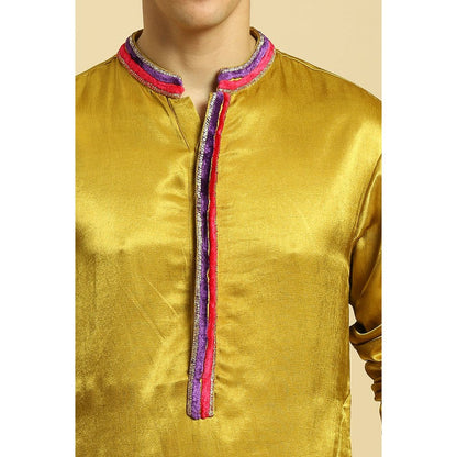 Masumi Mewawalla Mustard Kurta with Pant and Ombre Dupatta (Set of 3)