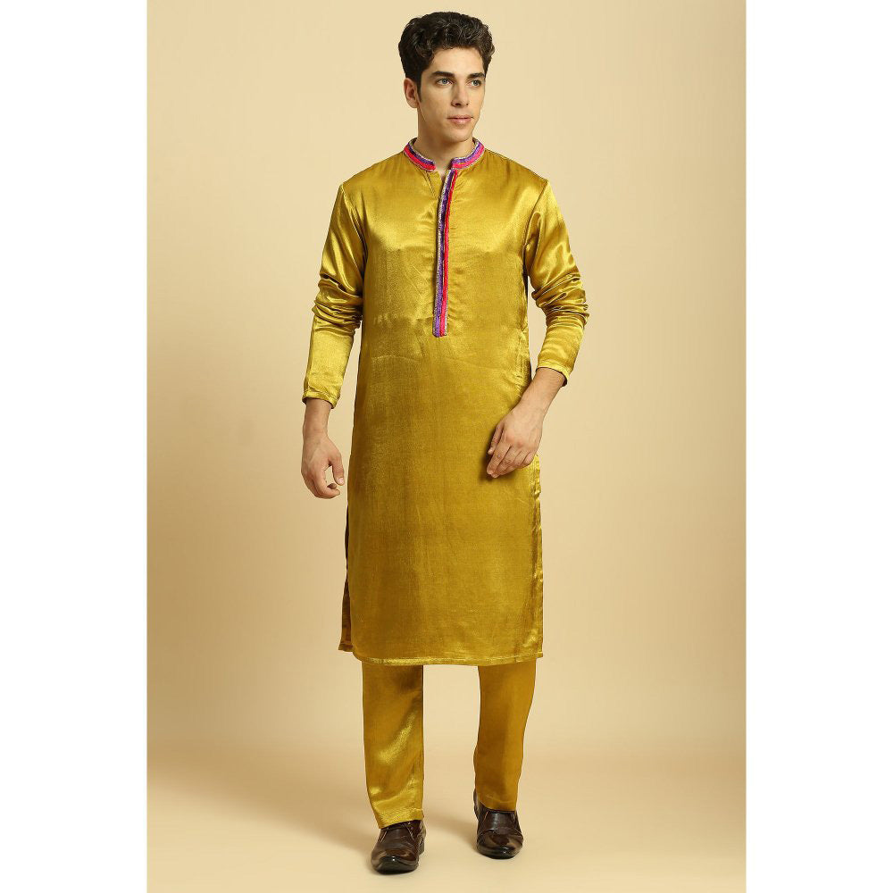 Masumi Mewawalla Mustard Kurta with Pant and Ombre Dupatta (Set of 3)