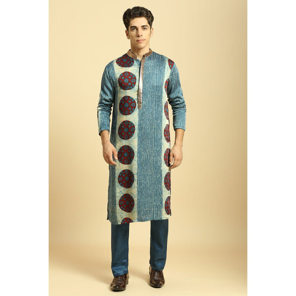 Masumi Mewawalla Blue Ajrakh Printed Kurta with Pant (Set of 2)