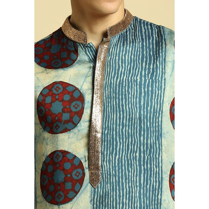 Masumi Mewawalla Blue Ajrakh Printed Kurta with Pant (Set of 2)