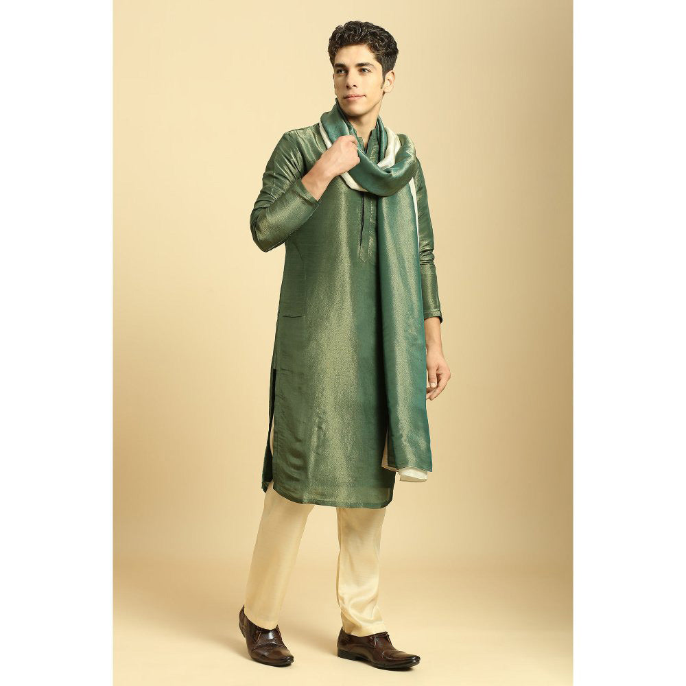 Masumi Mewawalla Green Tissue Kurta with Pant with Dupatta (Set of 3)