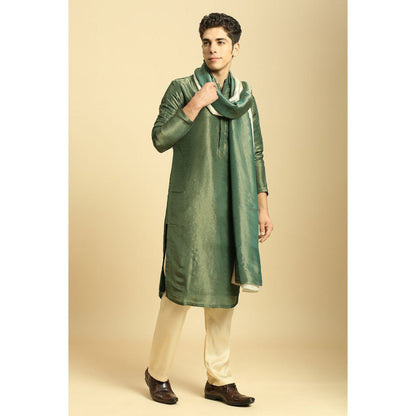 Masumi Mewawalla Green Tissue Kurta with Pant with Dupatta (Set of 3)