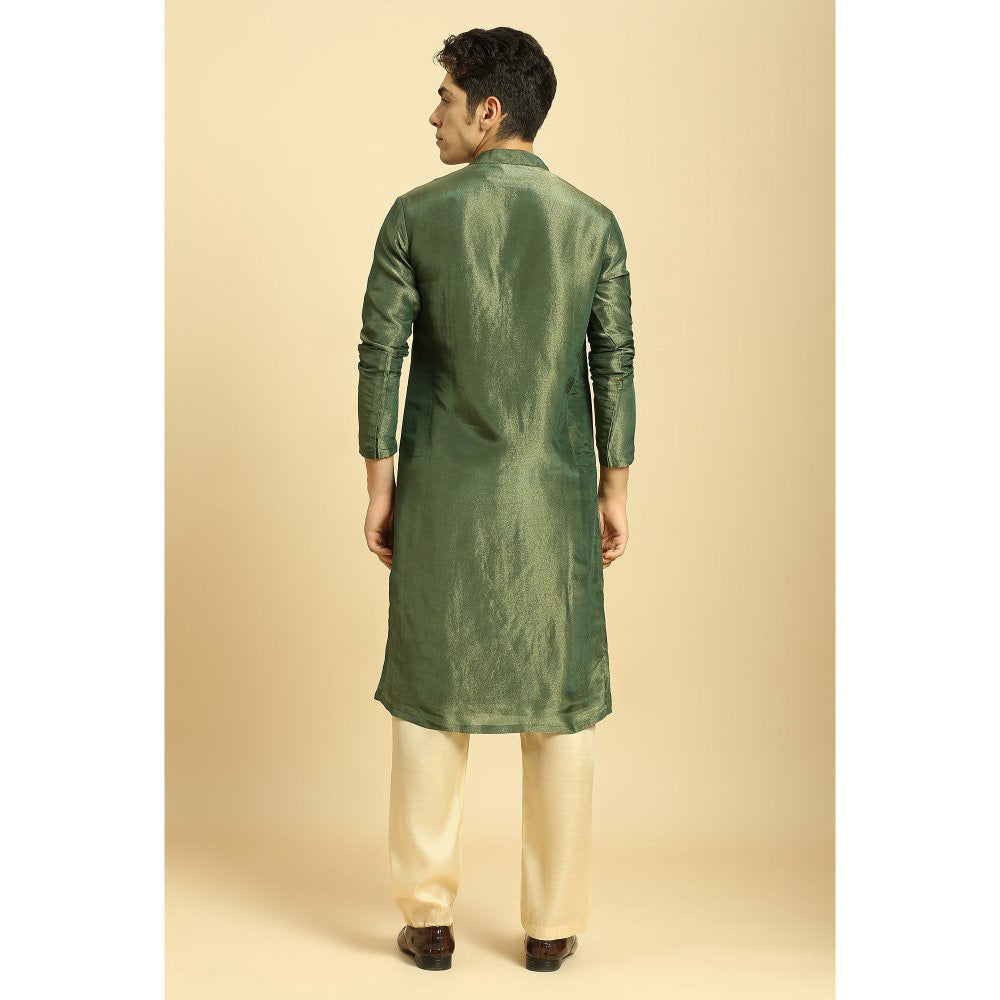 Masumi Mewawalla Green Tissue Kurta with Pant with Dupatta (Set of 3)