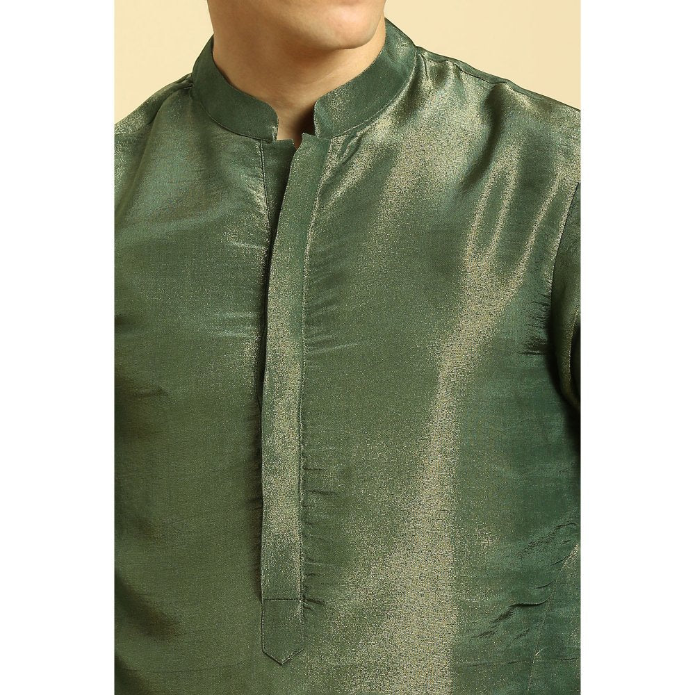 Masumi Mewawalla Green Tissue Kurta with Pant with Dupatta (Set of 3)