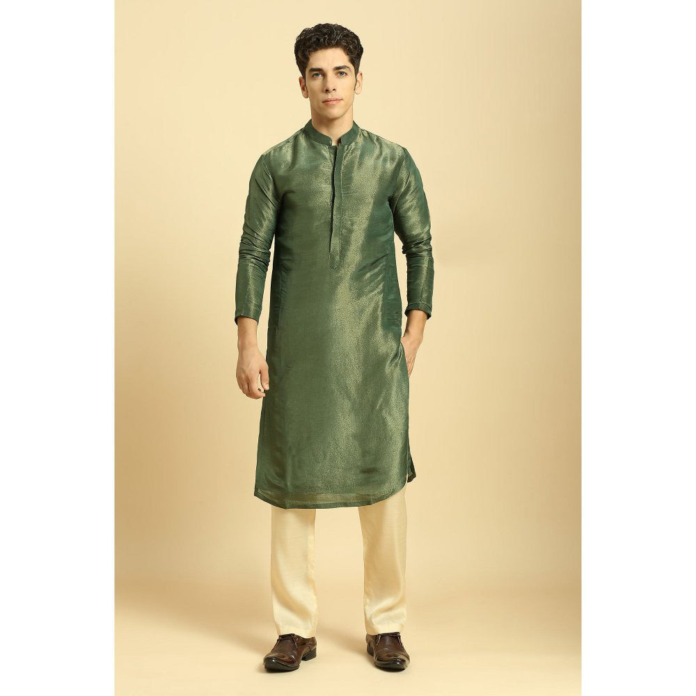 Masumi Mewawalla Green Tissue Kurta with Pant with Dupatta (Set of 3)