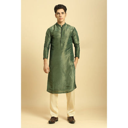 Masumi Mewawalla Green Tissue Kurta with Pant with Dupatta (Set of 3)