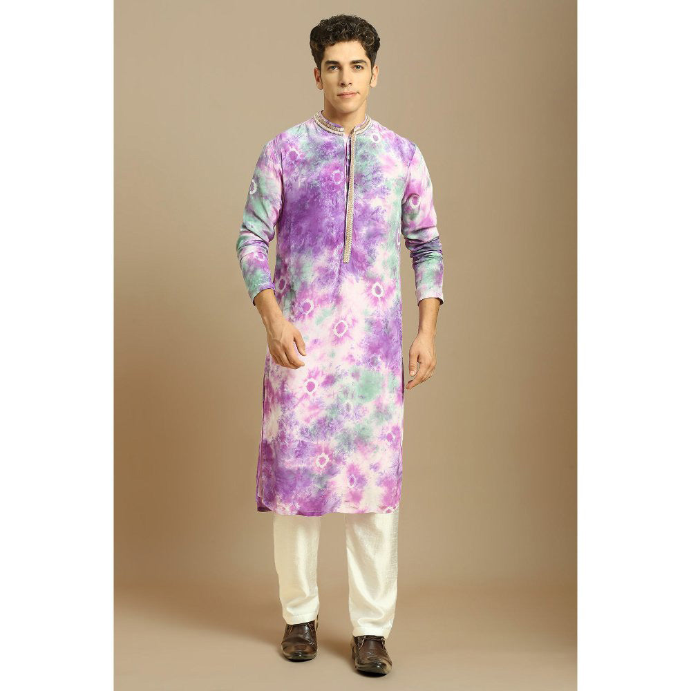 Masumi Mewawalla Purple Embroidered Kurta with Pant (Set of 2)