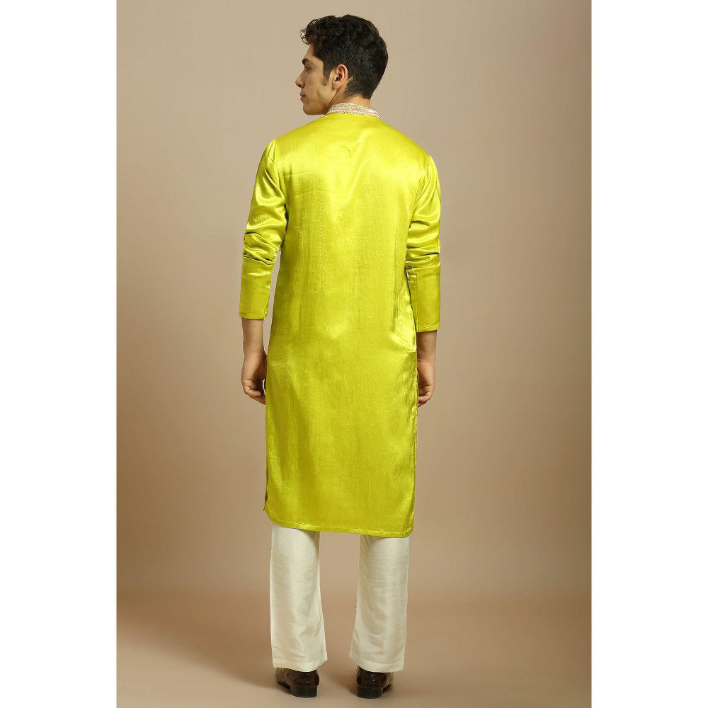 Masumi Mewawalla Yellow Embroidered Kurta with Pant (Set of 2)