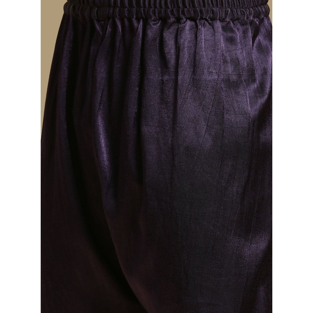 Masumi Mewawalla Deep Purple Kurta with Pant and Dupatta (Set of 3)