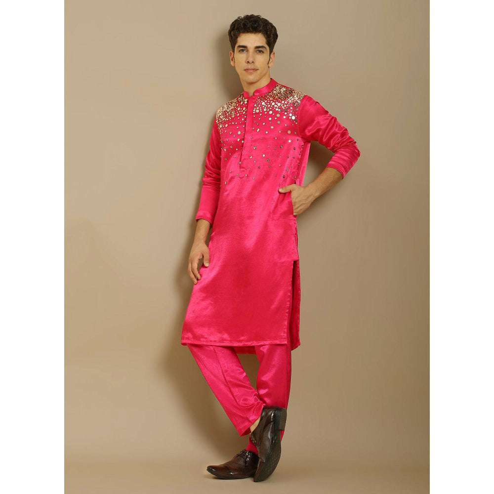Masumi Mewawalla Hot Pink Embroidered Kurta with Pant (Set of 2)