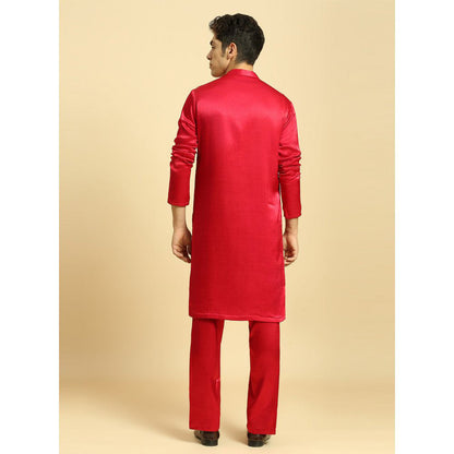 Masumi Mewawalla Red Embroidered Kurta with Pant (Set of 2)